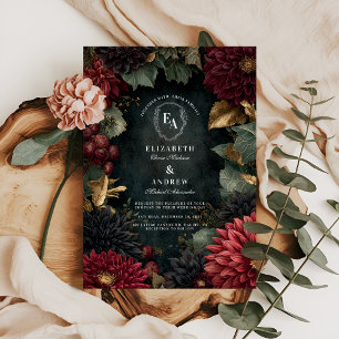 Gothic Fall Dahlia-bröllopsinbjudan Inbjudningar