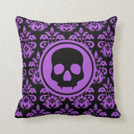 Gothic Fanged Halloween lila Damask Kudde