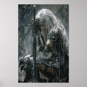 Gothic Fantasy Art Poster: Odöda Fe med Silver-spe Poster