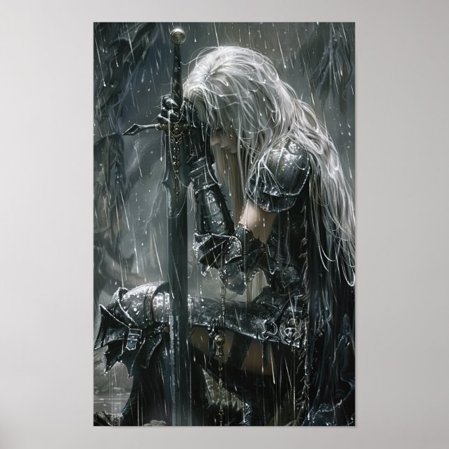 Gothic Fantasy Art Poster: Odöda Fe med Silver-spe Poster (Framsidan)