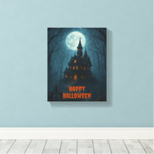 Gothic Fantasy Brött slott och konstgjord moonli Canvastryck