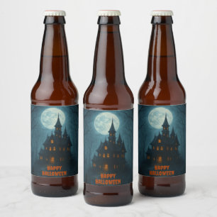 Gothic Fantasy Brött slott och konstgjord moonli Ölflaska Etikett