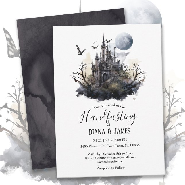 Gothic Fantasy Fairy Castle Handfasting Inbjudningar (Skapare uppladdad)