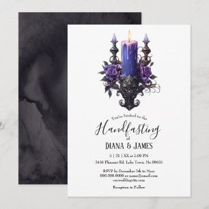 Gothic Fantasy Mörk Lila Candelabra Handfasting Inbjudningar