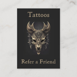 Gothic Fantasy Varg Skull Black & Guld Referal Visitkort