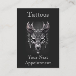 Gothic Fantasy Varg Skull Black & Silv Möte Visitkort