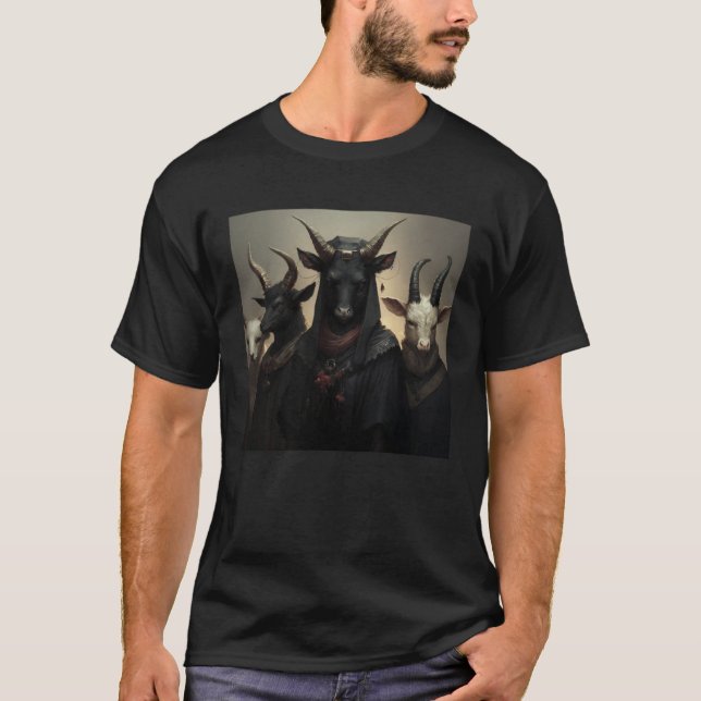 Gothic Farm Animals in Goth Black Cloaks T Shirt (Framsida)