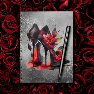 Gothic Fashionista Red Grund Stilettos med Ro Anteckningsbok