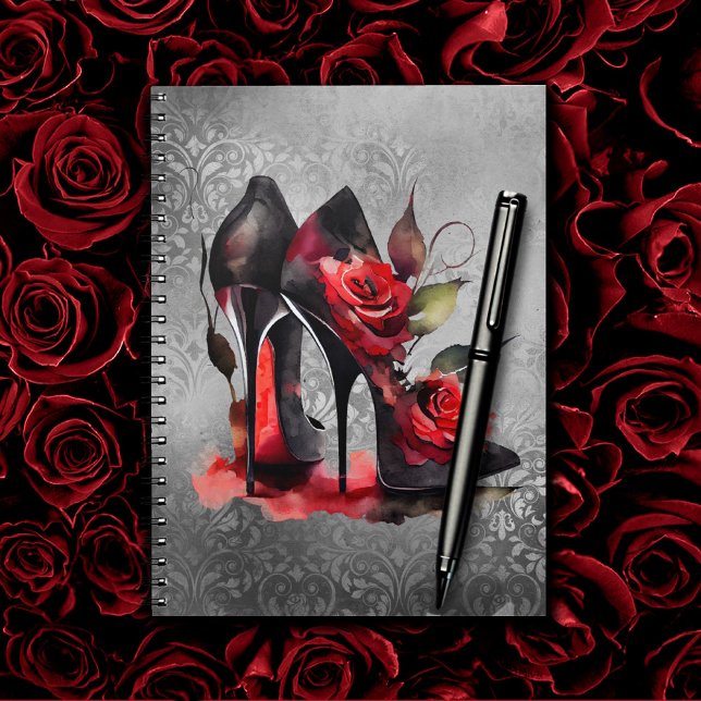 Gothic Fashionista Red Grund Stilettos med Ro Anteckningsbok (Skapare uppladdad)