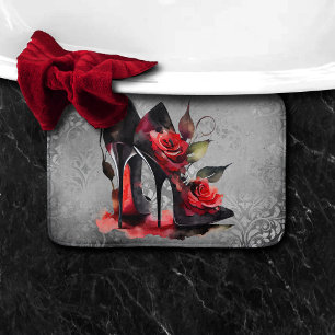 Gothic Fashionista Red Grund Stilettos med Ro Badrumsmatta