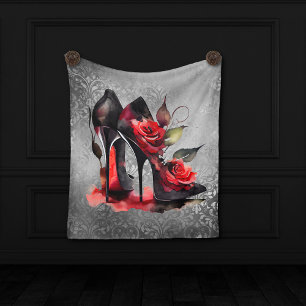 Gothic Fashionista Red Grund Stilettos med Ro Fleecefilt