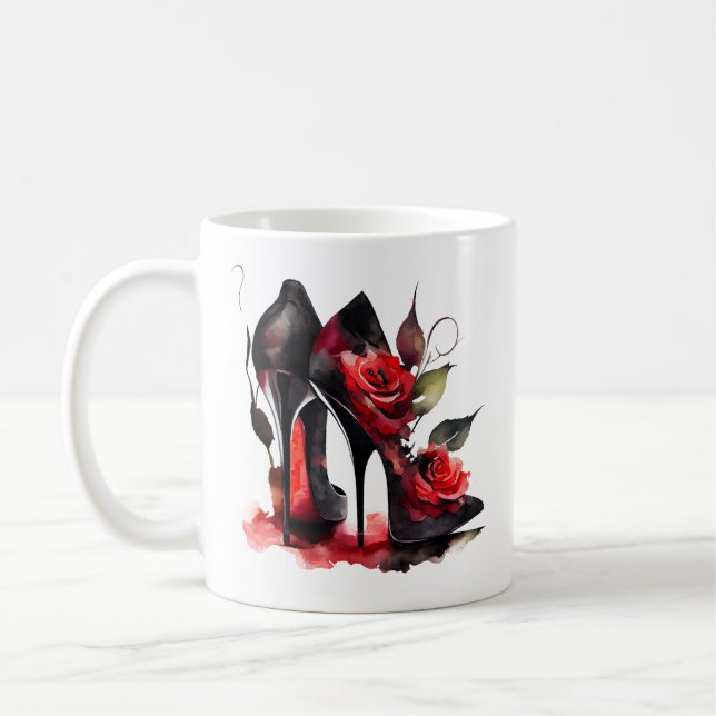 Gothic Fashionista Red Grund Stilettos med Ro Kaffemugg (Vänster)