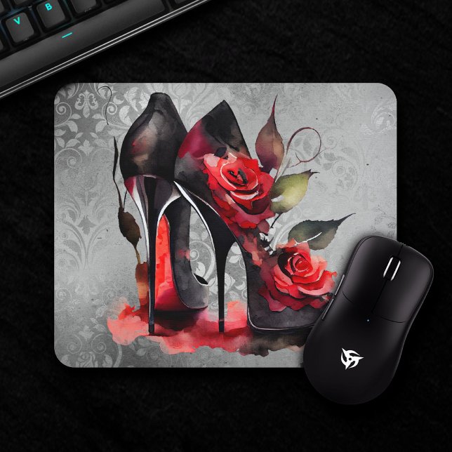 Gothic Fashionista Red Grund Stilettos med Ro Musmatta (Skapare uppladdad)