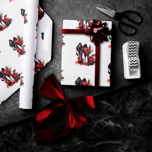 Gothic Fashionista Red Grund Stilettos med Ro Presentpapper (Skapare uppladdad)