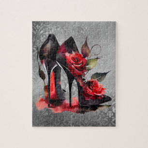 Gothic Fashionista Red Grund Stilettos med Ro Pussel
