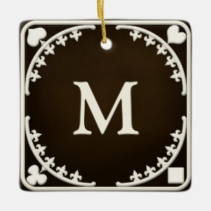 Gothic Filigree Monogrammed Personlig Gift Julgransprydnad Keramik