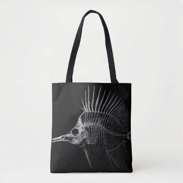 Gothic Fish Skeleton X-Ray Tote Bag Tygkasse (Framsida)