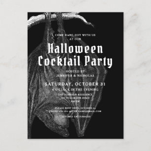 Gothic Fladdermöss Halloween Cocktail Party Inbjud Vykort