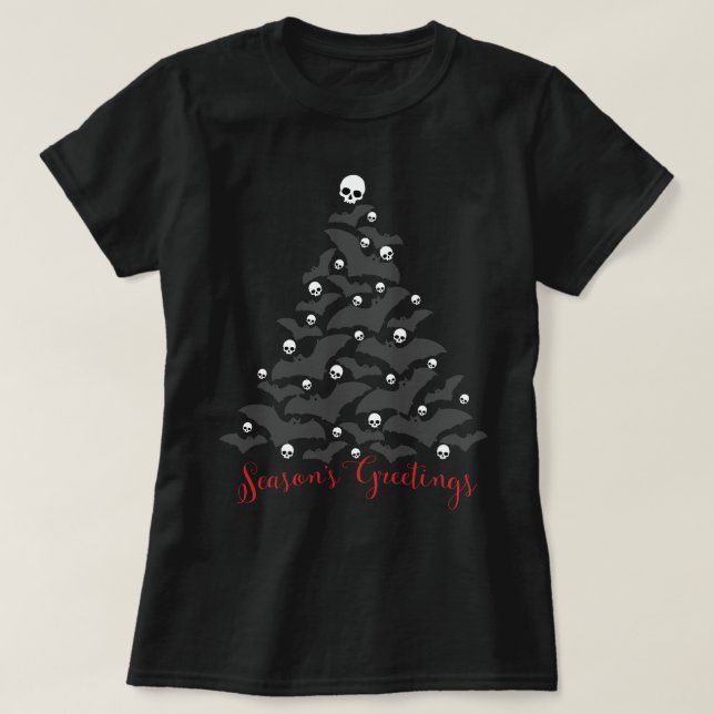 Gothic Fladdermöss Julgran T Shirt (Design framsida)