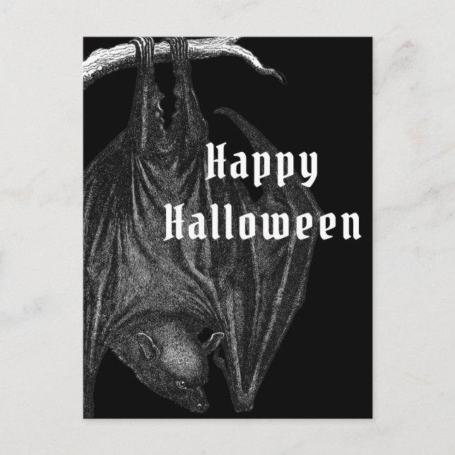 Gothic Fladdermus Happy halloween Vykort (Framsida)