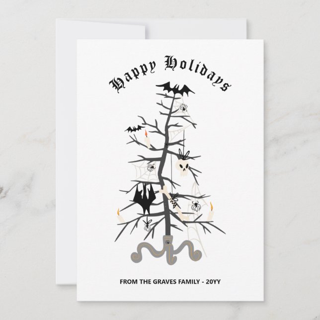 Gothic Fladdermus Julgran Glad helg-kort Julkort (Framsida)