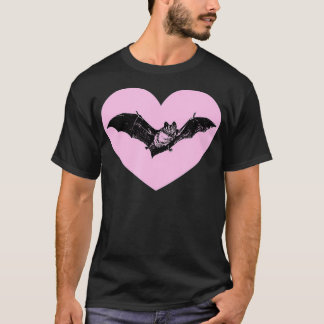 Gothic Fladdermus Red Heart Goth Halloween Valenti T Shirt