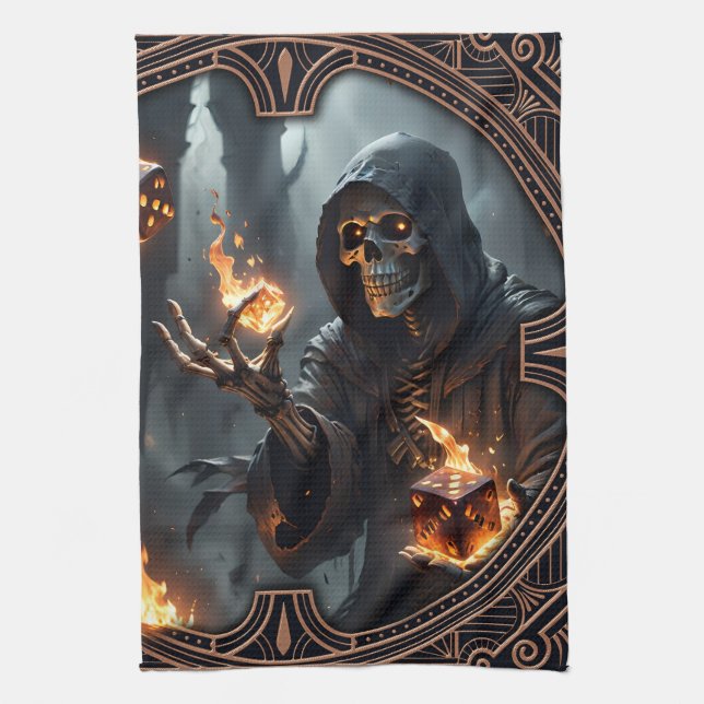 Gothic Flames, den brinnande lerans väktare. Kökshandduk (Vertikal)