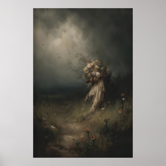Gothic Floral Art With Wilted Bouquet, Dark Poster (Framsidan)