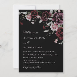 Gothic Floral Roses | Photo Wedding Inbjudningar