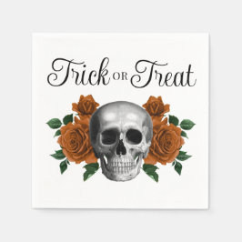 Gothic Floral Skull Trick Or Treat Halloween Pappersservett