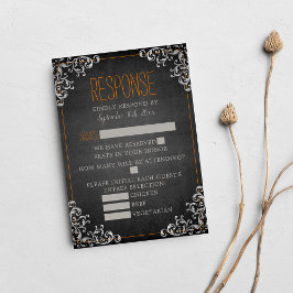 Gothic Flourish Halloween Orange Bröllop OSA Kort
