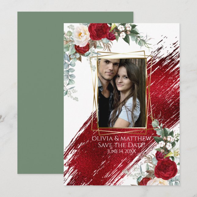 Gothic Fold Crimson Paint Stroke Inbjudningar (Fram/baksida)