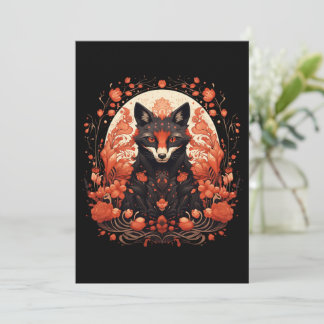 Gothic Fox och Flowers Julkort