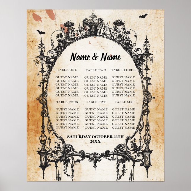 Gothic Frame Table Plan Wedding Poster Seating (Framsidan)