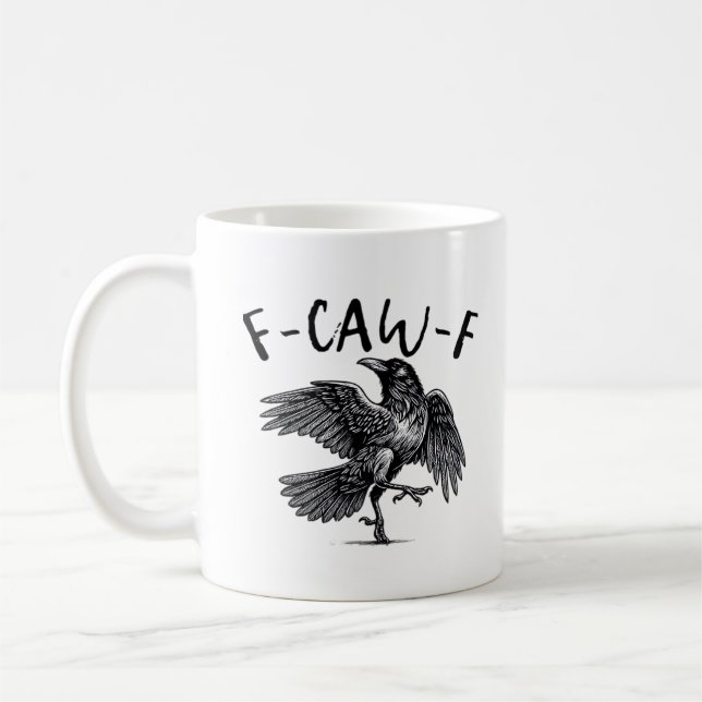 Gothic Funny F Caw F Crow Aesthetic Casual Look Kaffemugg (Vänster)