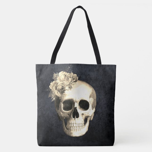 Gothic Galm Blommigt Skull Tygkasse (Framsida)