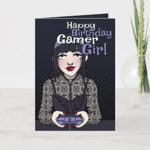 Gothic Gamer Tonåring Mörk blått flicka Kort
