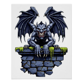 Gothic Gargoyle: Guardian of the Night Perfect Poster