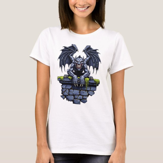 Gothic Gargoyle: Guardian of the Night T Shirt (Framsida)