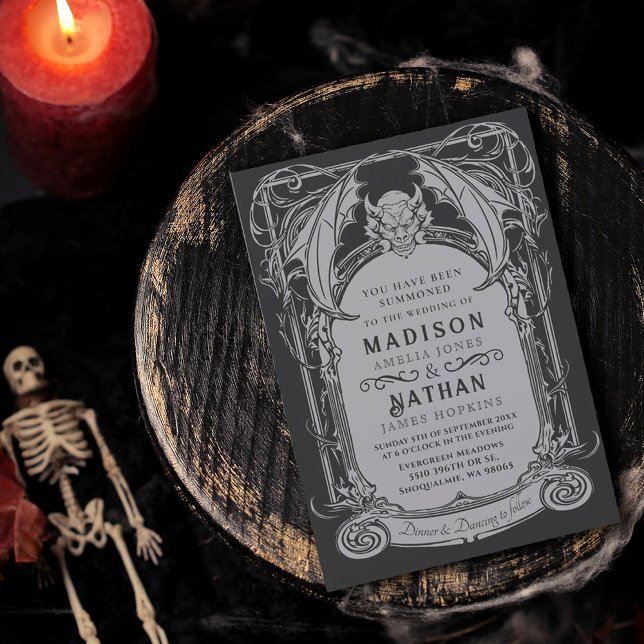 Gothic Gargoyle Halloween Bröllop Inbjudningar (Skapare uppladdad)