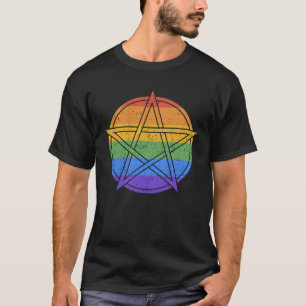 Gothic Gay pride Wicca Witchcraft Petagram Satanic T Shirt