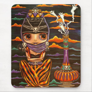 Gothic Genie Girl med Kattunge Spöken Musmatta