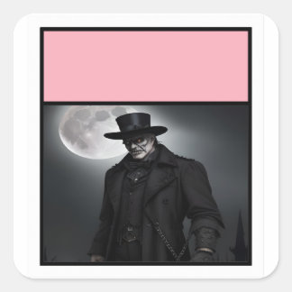 Gothic gentleman under full Moon Sticker Fyrkantigt Klistermärke