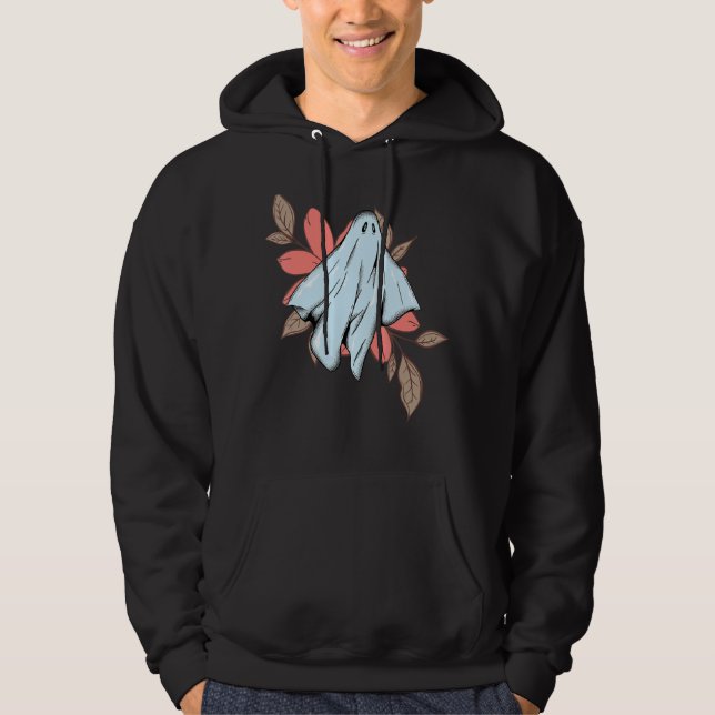 Gothic Ghost Blommigt Fall Autumn Women's Hallowee Hoodie (Framsida)