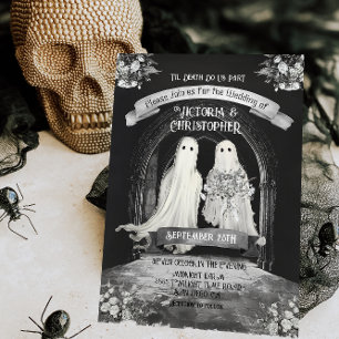 Gothic Ghost Bride & Groom Bröllop Inbjudningar