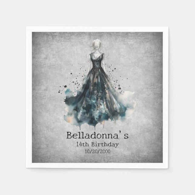 Gothic Girl Birthday Pappersservett (Framsidan)