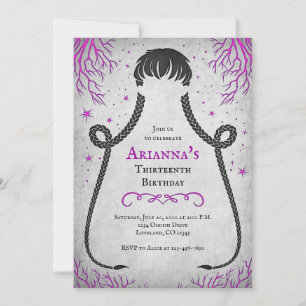 Gothic Girl Braids Birthday-inbjudan Inbjudningar