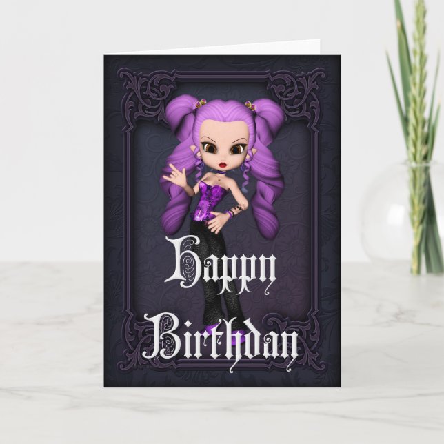 Gothic Girl Design 1 Grattis på födelsedagen Card Kort (Framsida)