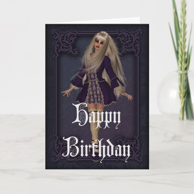 Gothic Girl Design 3 Grattis på födelsedagen Card Kort (Framsida)