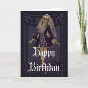 Gothic Girl Design 3 Grattis på födelsedagen Card Kort